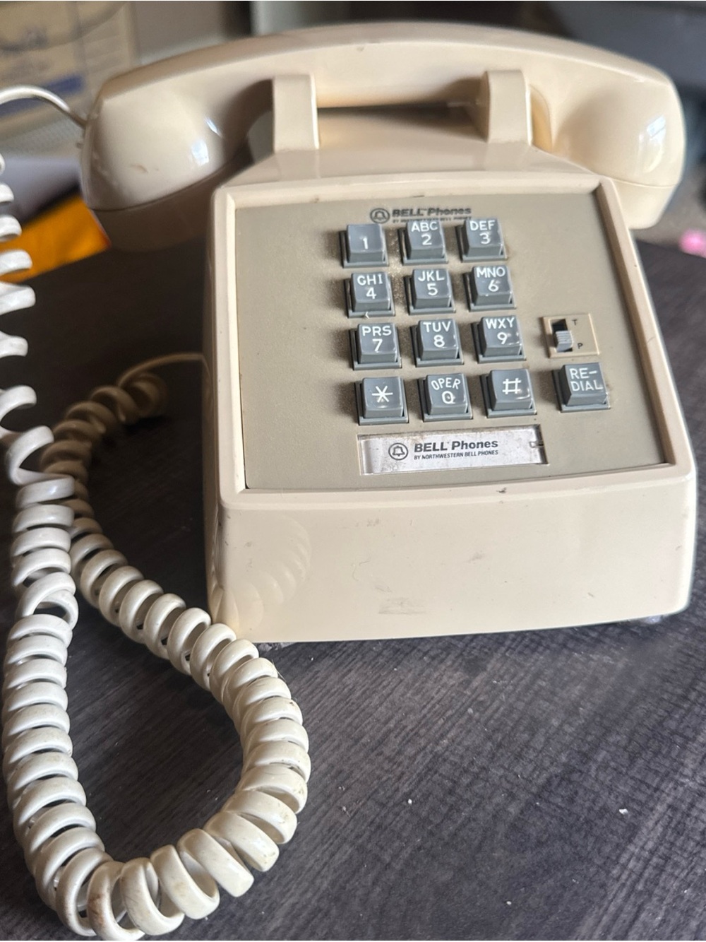 Classic Corded Desk Telephone in Beige